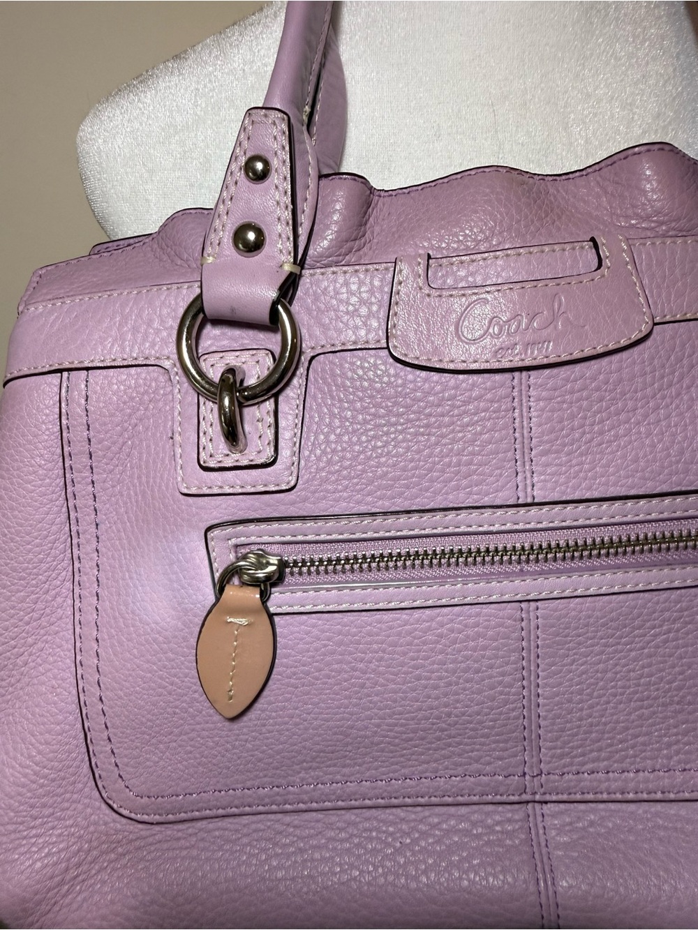 Authentic Coach Penelope Bag Lavender Pebbled Leather w/Silver Hardware Perfect - Picture 2 of 15